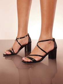 SHUZIA Fashion Elegant Open Toe Square Heeled Sandals Wedding Shoes