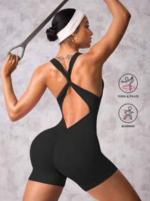 Easithlete 1 Pieza Mono de mujer con nudo retorcido para yoga y running