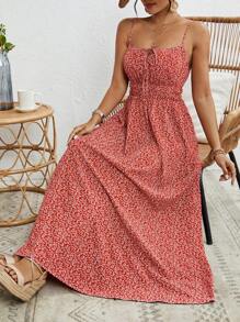 SHEIN VCAY Vestido casual de tirantes con estampado floral para vacaciones de mujer