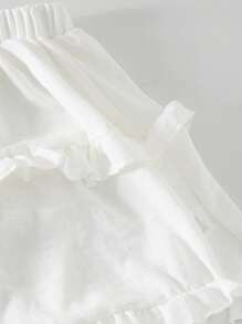 1pc Girls Casual Round Neck Short Sleeve Striped Loose T-Shirt & Elastic Waist Pompom Jacquard Cake Skirt Set, Perfect For Daily Wear