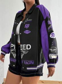 POPSWAY Plus Size Women's Patchwork Jacket