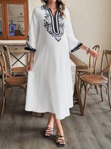 SHEIN Maternity Notched Neck Floral Print Casual Dress