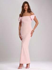 SHEIN BAE 女士春季浪漫派对无袖紧身胸衣分层褶边蝴蝶结装饰连衣裙，适合鸡尾酒会、浪漫约会、聚会、正式活动、婚礼宾客礼服 - 白色 - 查看 6