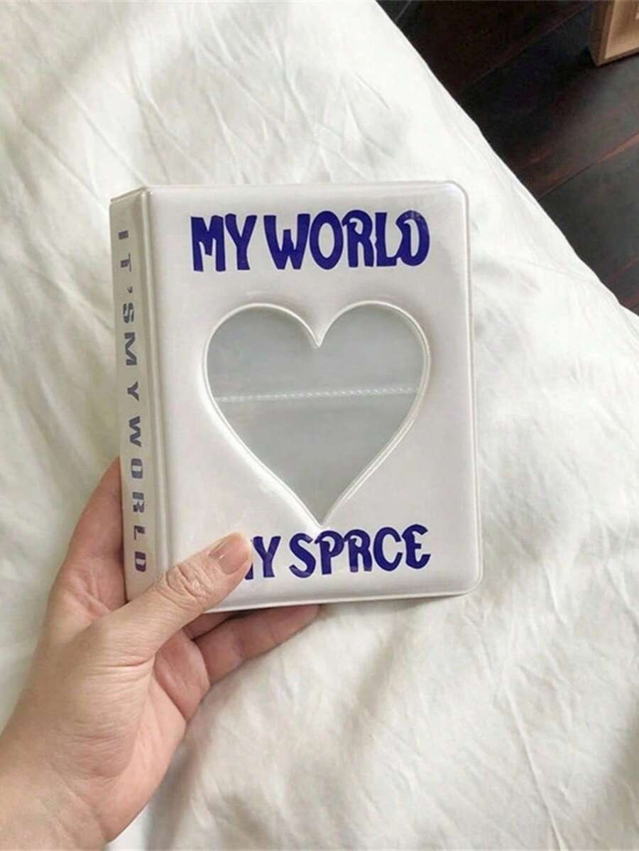 SHEIN Álbum de fotos vintage con forma de corazón mini, libro de almacenamiento de tarjetas postales, regalo de fan de ídolo de K-pop