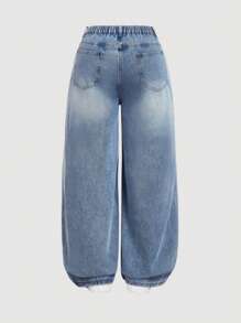 SHEIN MOD Plus Size Women Casual Loose Fit Distressed Wide Leg Denim Jeans, Blue Summer,Vacation Outfits Woman,Easter,Spring,Western,Office Outfits For Women,Rave Outfits,Baby Shower Dress,Cottagecore,Country Outfits Women,Old Money Style Women,Going Out Outfits,Coquette,Festival Outfits,Rodeo Outfit,Airport Outfit For Women,Kpop,Tropical Vacation Woman Clothes,Nashville Outfits,European Summer,Concert,Cowgirl Outfit,Graduation Outfit,Elegant,Resort Wear Women,Business Casual Woman,Western Wear Women,Y2k Clothe,Y2k Clothes,Old Money Style Women,Holiday,Church Clothes Women,Airport Outfit For Women/Airport Outfit Baggy Jeans Flowy Pants