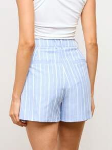AiiRZ Premium High-Waisted Tailored Shorts Business Professional Summer Office Wear Striped Shorts