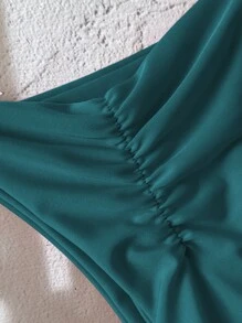 Swim Chiccia Quần Bikini Dây Rút Đơn Giản Màu Trơn Mùa Hè Cho Nữ Springbreak - Màu xanh ngọc - Xem 4
