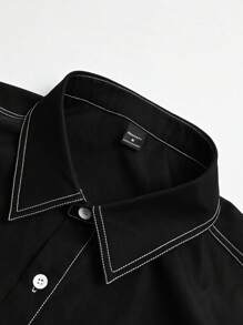 Manfinity Hypemode 男士夏季休闲撞色缝线衬衫男士口袋衬衫男士工作衬衫