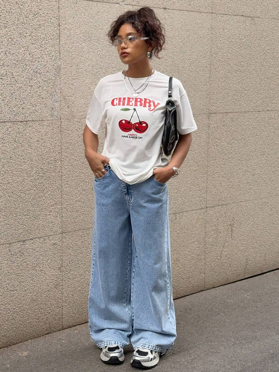 2 件套青少年女孩休闲短袖 T 恤和裤子，简约时尚，适合日常穿着