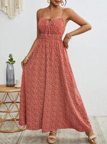 SHEIN VCAY Vestido casual de tirantes con estampado floral para vacaciones de mujer