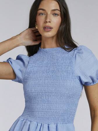 Athîral 女士褶饰泡泡袖迷你连衣裙