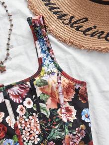 SHEIN VCAY Áo ba lỗ họa tiết hoa Jacquard viền bất đối xứng cỡ lớn cho nữ, áo corset đi biển, áo corset đi biển cho nữ, sinh nhật Y2k, mùa hè, kỳ nghỉ, lễ tốt nghiệp, lễ hội Rave dành cho phụ nữ Boho, đi chơi, sân bay cho phụ nữ miền Tây, ngày 4 tháng 7, phụ nữ châu Âu, mùa hè - Nhiều màu - Xem 6