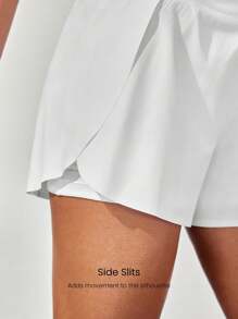 GLOWMODE 3" VitalSwift Quick-Dry Set The Pace High Slit Adjustable Drawstring Waist Shorts With Built-In Shorts Side Pockets Non-Slip Grips Medium Impact Running Jogging Training Gym Workout - White - View 5