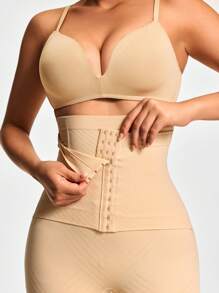 SHAPORA Women Solid Color High Waist Shapewear Shorts - Beige - View 3