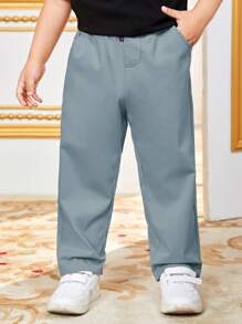 Tween Boy Casual Solid Color Woven Pants,Kids - Dusty Blue - View 5