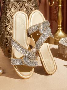 CUCCOO TILAWA Women's Simple Practical Flat Sandals - Gold - View 1