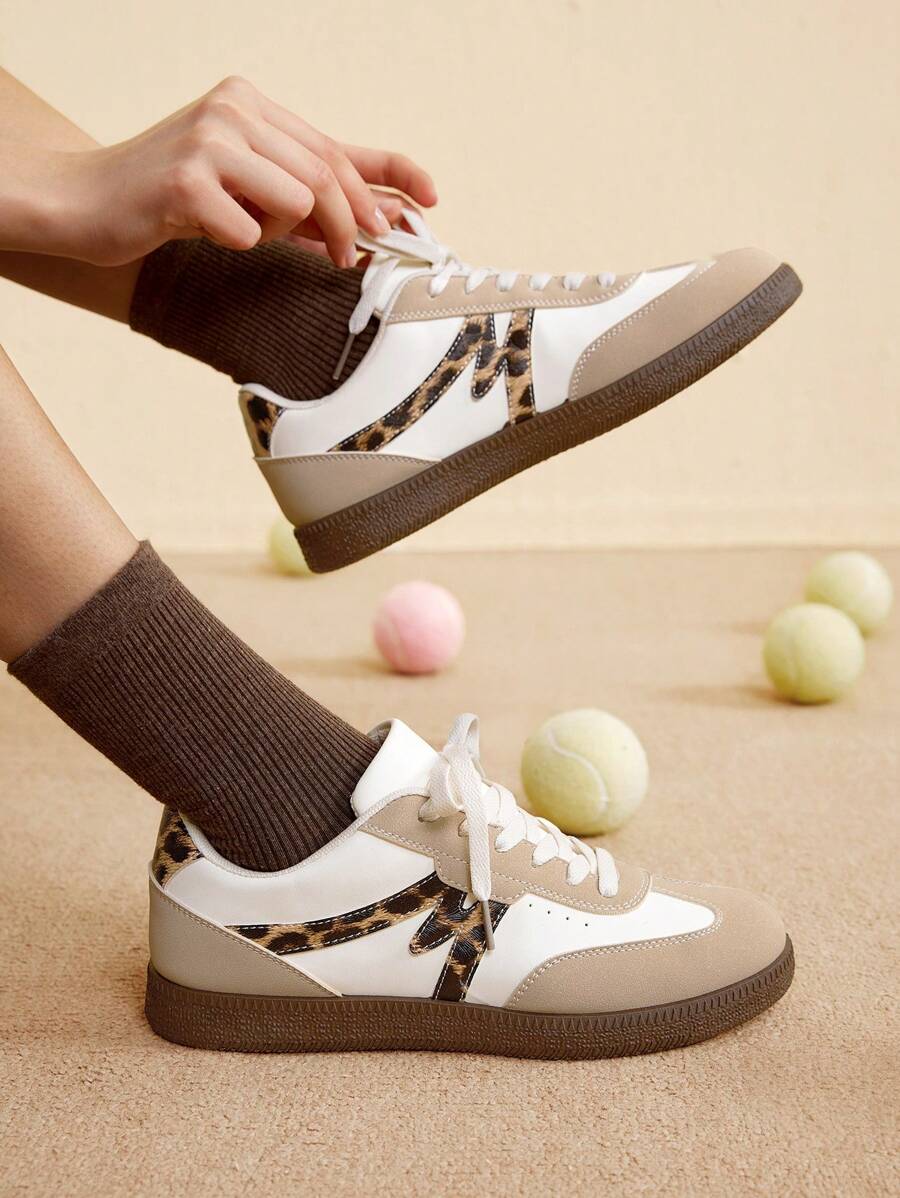 CUCCOO EASI 女士复古百搭运动鞋，平底厚底休闲时尚运动鞋，白色运动休闲鞋 - 彩色 - 查看 1