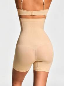 SHAPORA Women Solid Color High Waist Shapewear Shorts - Beige - View 2