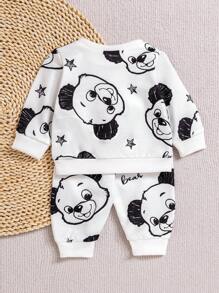 SHEIN Playful Pals Completo con stampa di animali carino per neonato maschio, adatto per uso quotidiano e uscite, ideale come regalo per neonato