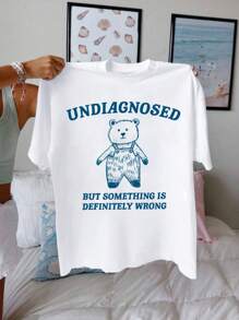 Calvaya Plus Size Round Neck Short Sleeve T-Shirt, Fashionable For Summer - White - View 1