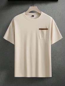 Manfinity Homme Conjunto de 3 camisetas casuales de manga corta con bolsillo y bloqueo de color para hombre, camisetas casuales de verano para hombres