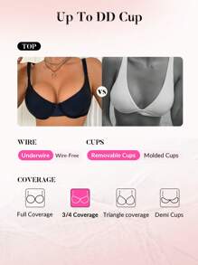 Swim DD+ Top de traje de baño de unicolor y moda simple para mujer, apto para el verano