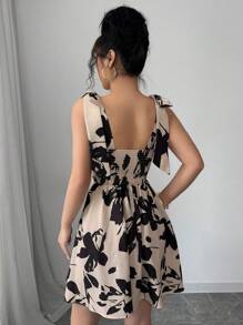 Elenzga Vestido camisero mini con estampado floral elegante para mujer