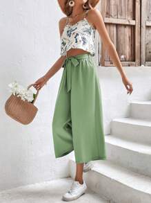 SHEIN Frenchy Damska odzież dwuczęściowa Pas Tropikalny Boho - Zielony - Zobacz 5