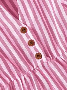 Baby Girls Striped Cap Sleeve Dress, Summer Vacation,Mommy And Me  Matching Outfits (Sold Separately) - Pink - View 3