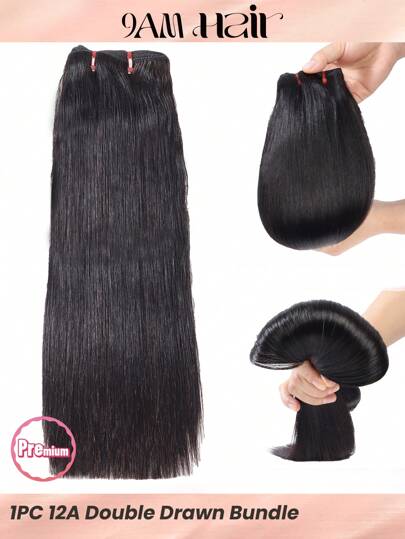 1pc 12A Grade Double Drawn Straight Bundles Natural Black Color Virgin Human Hair Remy Hair Weave