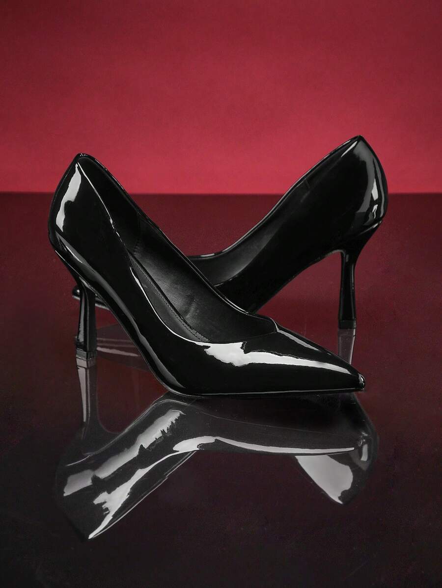 SHUZIA Women Comfortable Pointy Toe Kitten Heels Mother's Day Present For Christmas Valentine's Day - Black - View 1