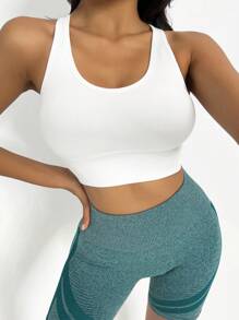 Gameset SHEIN Sport Crisscross Backless Sports Bra - White - View 2