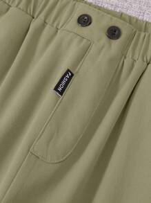 Tween Boy Casual Solid Color Woven Pants,Kids - Army Green - View 7