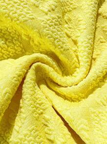 Swim Mod Ladies' Solid Textured Fabric Natural Shell Decor Triangle Top Halter Back Tie Bottoms Elegant Sexy Fashion Yellow Bikini Two Pieces Swimwear For Summer Beach Vacation - Yellow - View 4