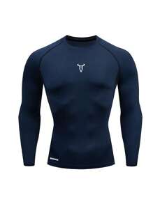 Manfinity Sport Corelite Men's Casual Sports T-Shirt & Tank Top, Minimalist Style Suitable For Summer Long Sleeve - Royal Blue - View 4