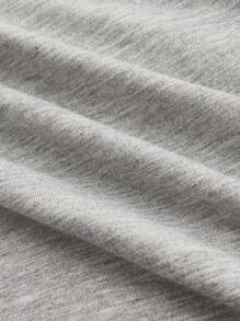 ROMWE Camiseta holgada de mujer con detalles de cuentas de madera vintage, mangas tipo murciélago y hombros descubiertos - Gris Oscuro - Ver 4