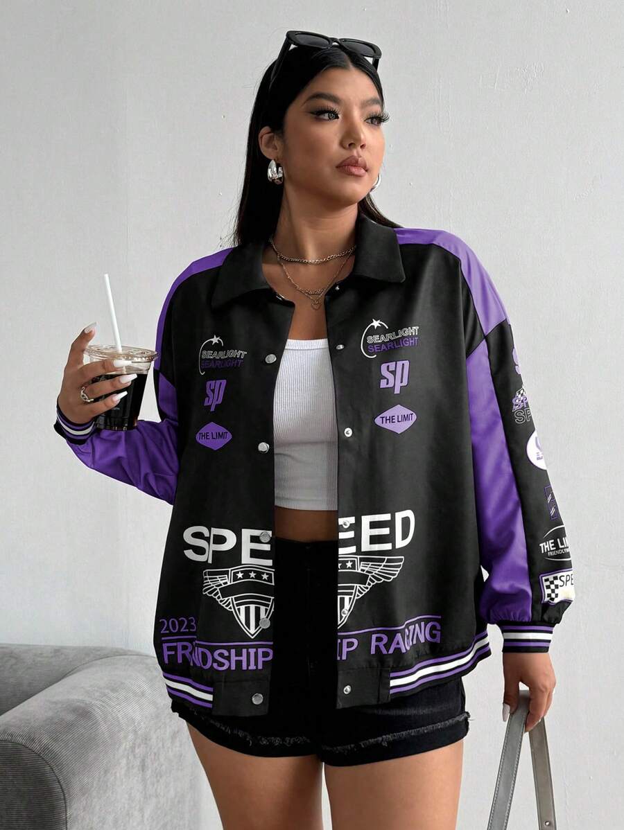 POPSWAY Plus Size Women's Patchwork Jacket