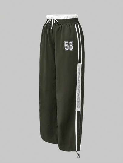 Leggings de sport en dentelle contrastée avec nœud papillon ballerine