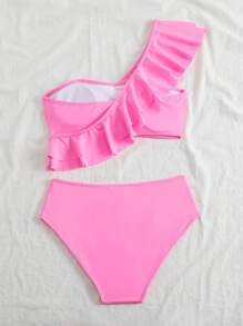 Bộ đồ bơi tankini thoải mái cho kỳ nghỉ trên bãi biển tối giản thanh lịch và ngọt ngào màu hồng nóng bỏng dành cho nữ - Màu Hồng Tươi - Xem 2