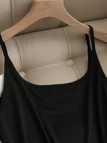 Franclia Women's Fashion Everyday Casual Black Camisole & Loose Striped Khaki Wide Leg Bermuda Shorts Set, Spring/Summer - Black - View 7