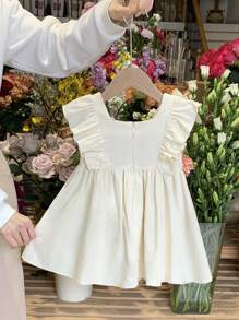 LMoss Kids Baby Girl Ditsy Floral Ruffled Collar Woven Dress - Green - View 6