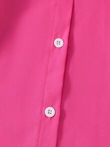 4pcs/Set Young Girl' White Long Sleeve Shirt, Fashionable & Versatile Chic Design, Mom & Me Matching Sets, Spring/Autumn - Hot Pink - View 4