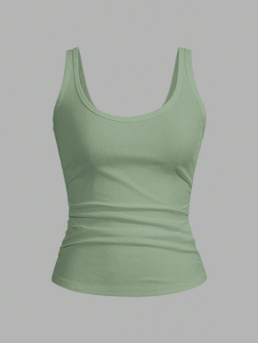 SHEIN Tall Top de tirantes blanco informal y versátil con cuello en U profundo y espalda de tirantes - Verde - Ver 1