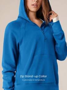 GLOWMODE 莫代尔丝绸触感超大长袖半拉链连帽衫秋季