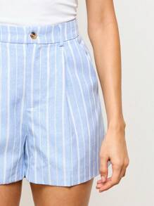 AiiRZ Premium High-Waisted Tailored Shorts Business Professional Summer Office Wear Striped Shorts