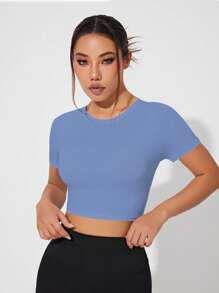 Sovereign Charm White Mesh Patchwork Sports Short Sleeve T-Shirt Gym Women Shirts