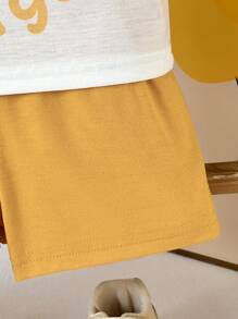 Conjunto de 2 piezas para niño pequeño de verano: Camiseta de punto con estampado de tigre lindo + Conjunto de pantalones cortos, adecuado para uso diario y actividades al aire libre