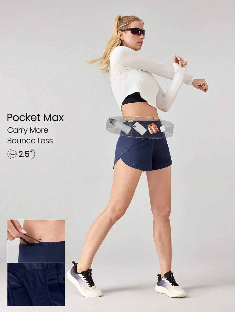 GLOWMODE Quần chạy bộ VitalSwift 2,5'' Quick-Dry Kangaroo siêu nhẹ nhiều túi cạp cao có thể điều chỉnh, cạp rút có tích hợp quần lót chống mùi, tập luyện chạy bộ