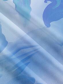 SHEIN MOD Casual Minimalist Blue Floral Pattern Waist Ruched Flared Hem Sleeveless Dress, Suitable For Summer,Summer Dresses For Women Suitable For Going Out Chic Dress - Multicolor - View 4