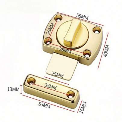 1pc Anti-Theft Zinc Alloy Door Lock Latch,Toilet Bathroom Left And Right Universal Door Bolt Bedroom Gate Latch Slide Bolt Latches Lock, Double Sided Gate Hardware,Brushed Finish Valentine's Day,Room Decor